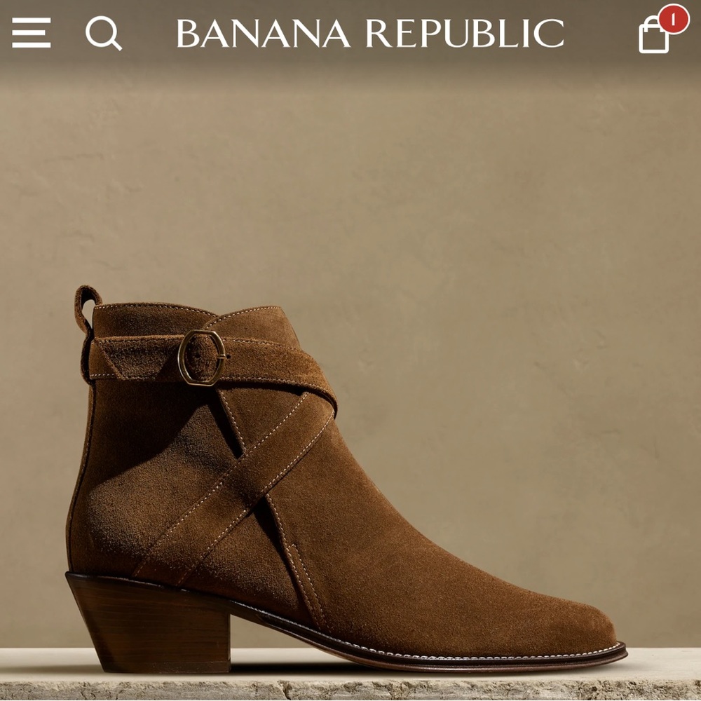 BANANA REPUBLIC tobacco Suede Bootie 36.5